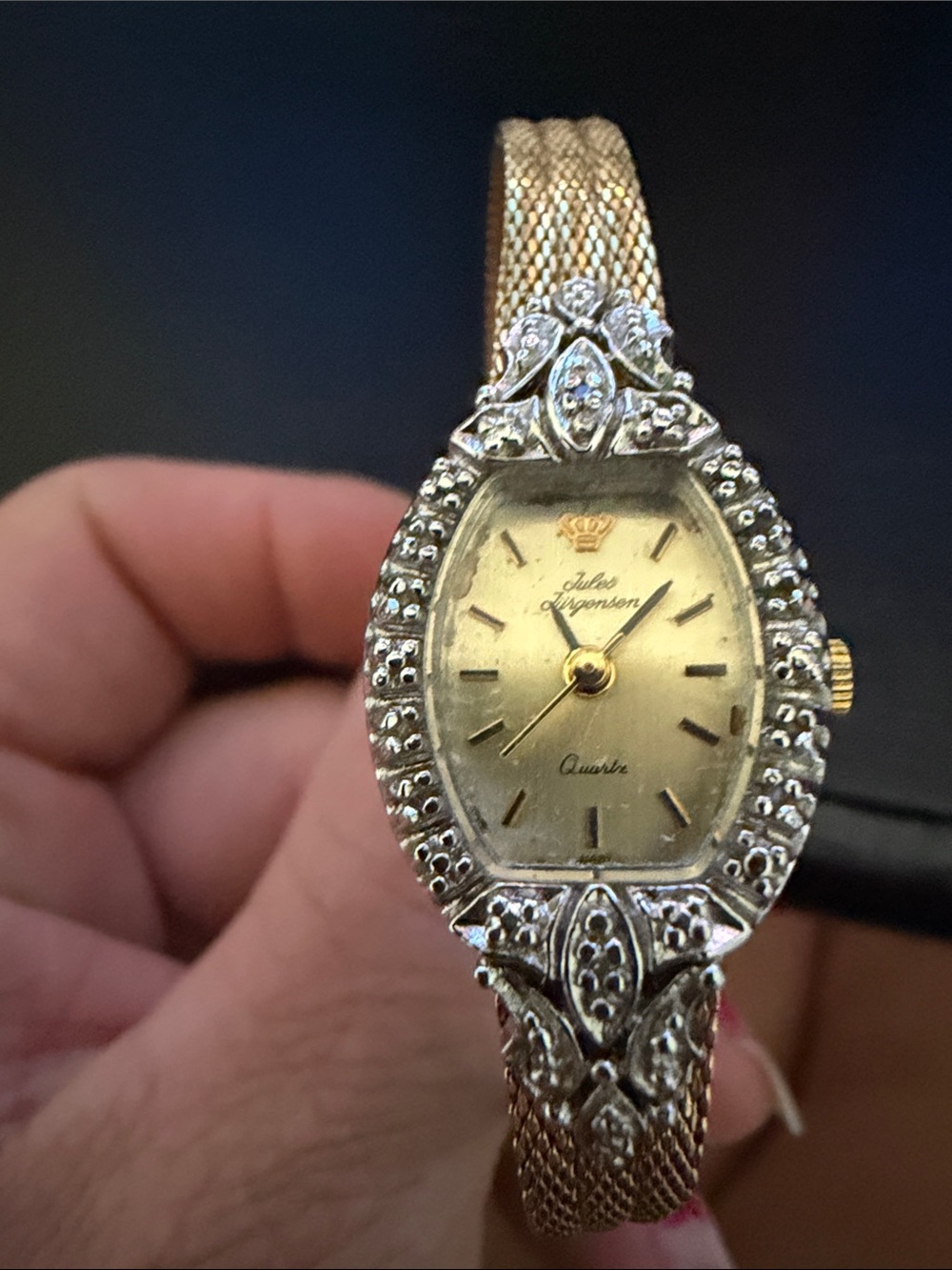 Ladies Vintage Jules Jurgensen Gold & Diamond Wristwatch